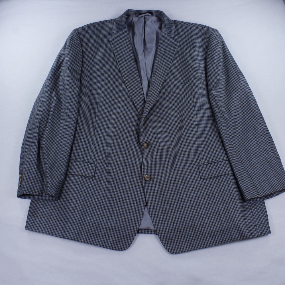 Lauren Ralph Lauren Blazer Jacket Silk Wool Houndstooth Plaid Men's Size 54L XL